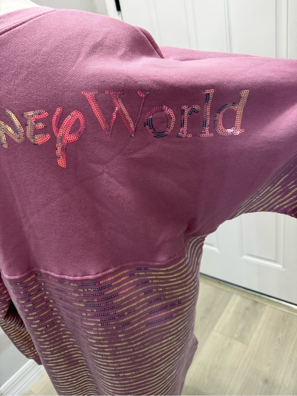 Disney Spirit Jersey Pink Sequin-Striped Crewneck Sweatshirt - Picture 5 of 8